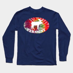 Tie Dye Vermont Moose Hippe Long Sleeve T-Shirt